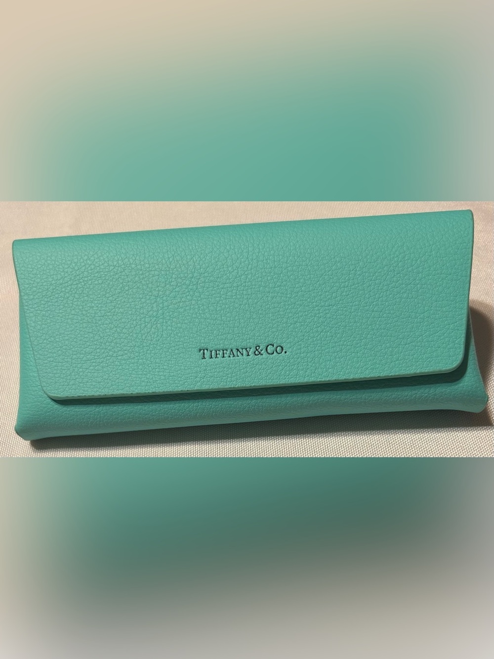 Tiffany & Co. Signature Robin's Egg Blue Leather Eyeglass/Sunglass Case.